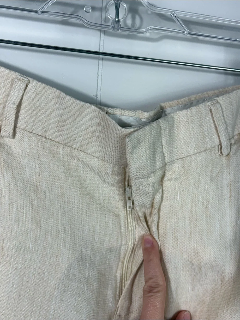 Baird McNutt Merino Alex Fit 100% Linen Beige Tan Rolled Hem Dress Pants 32x30